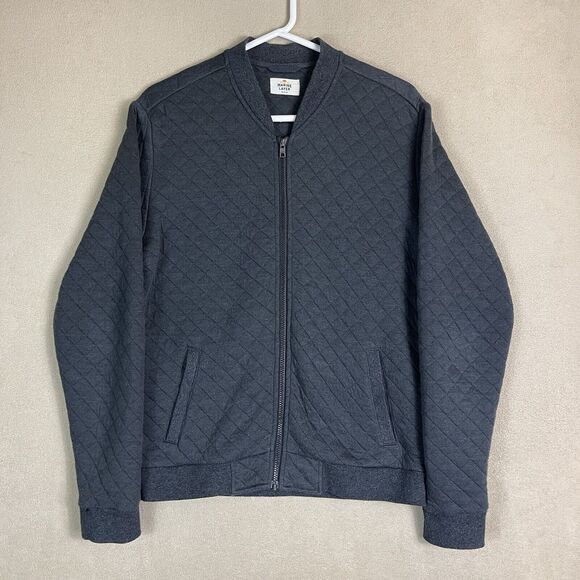 Marine Layer Jacket Adult‎ Medium Gray Quilted Bomber Full Zip Casual Mens - Picture 1 of 13